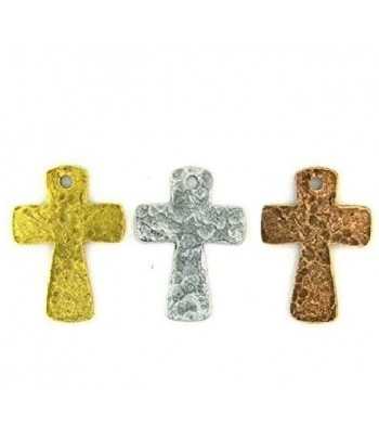 # PC-RZ15 30x22mm Pewter Hammered Cross Charm